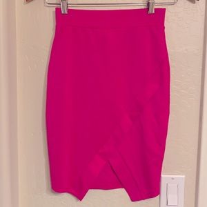 Pink asymmetrical pencil skirt